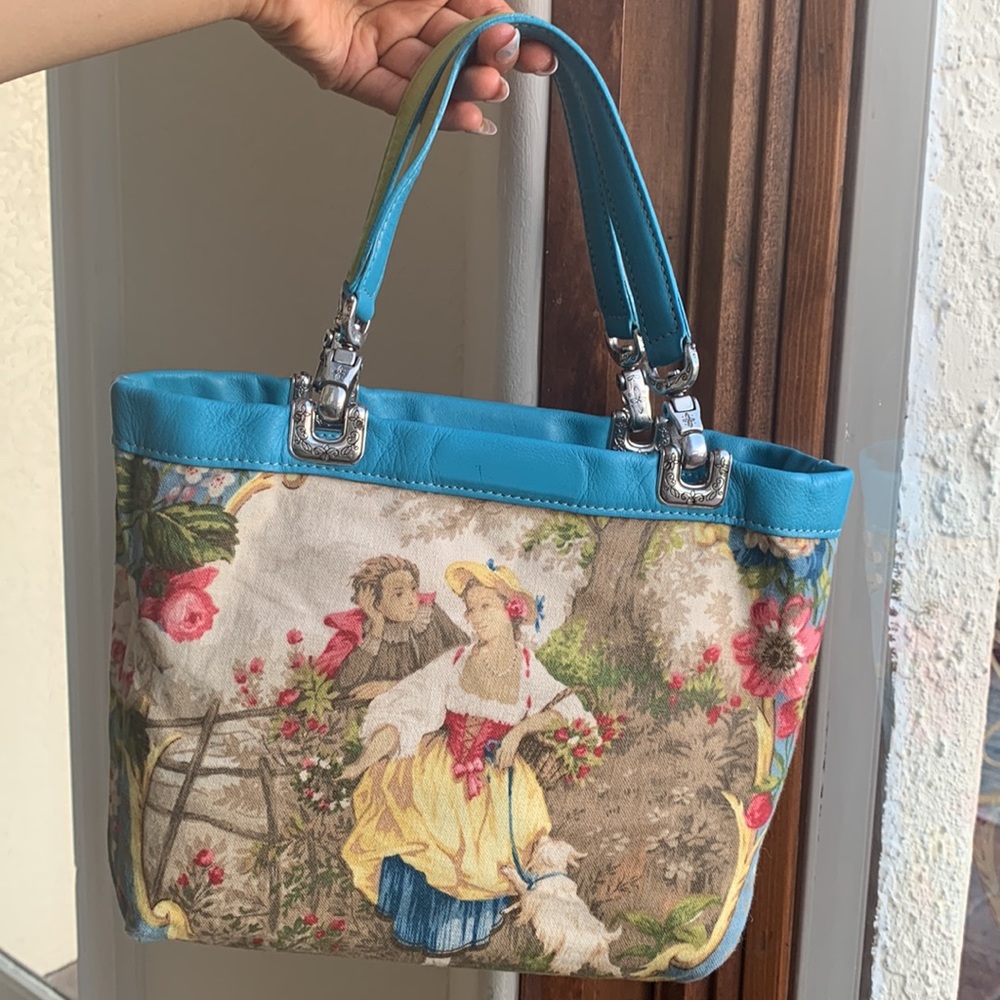 Reversible Toile Brighton Leather Handbag